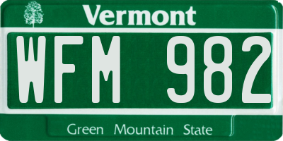 VT license plate WFM982
