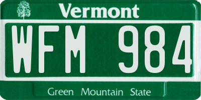 VT license plate WFM984