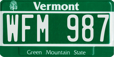 VT license plate WFM987