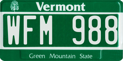 VT license plate WFM988