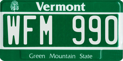 VT license plate WFM990