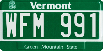 VT license plate WFM991