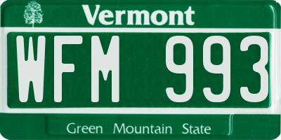 VT license plate WFM993