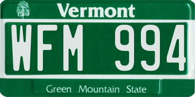 VT license plate WFM994