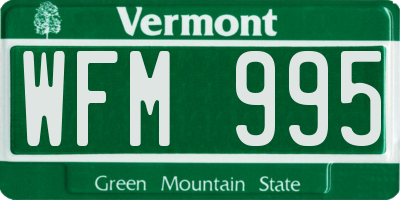 VT license plate WFM995