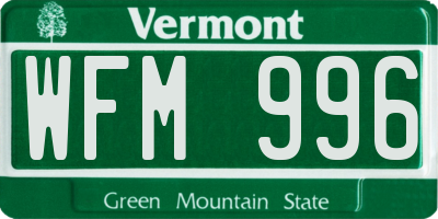 VT license plate WFM996