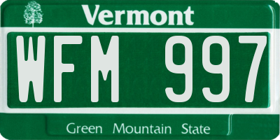VT license plate WFM997