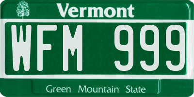 VT license plate WFM999