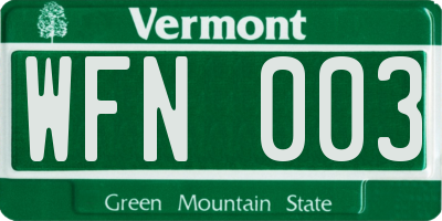 VT license plate WFN003