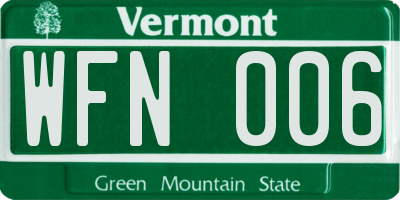 VT license plate WFN006
