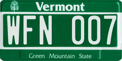 VT license plate WFN007