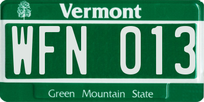 VT license plate WFN013