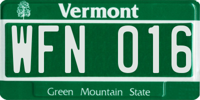 VT license plate WFN016