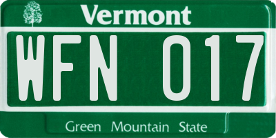 VT license plate WFN017