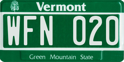 VT license plate WFN020