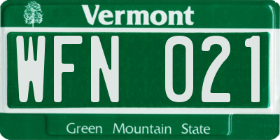 VT license plate WFN021