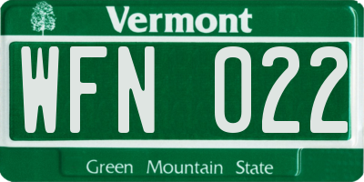 VT license plate WFN022