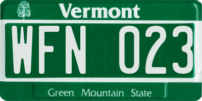 VT license plate WFN023