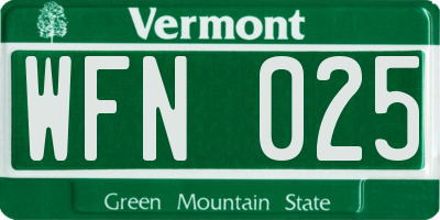 VT license plate WFN025