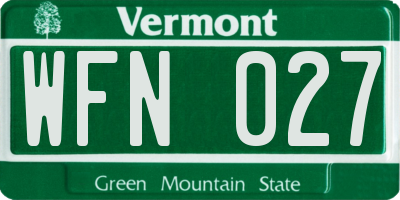 VT license plate WFN027