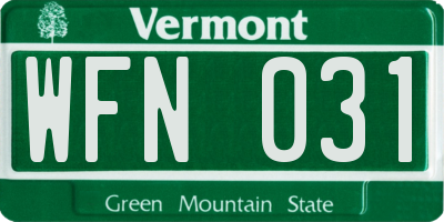 VT license plate WFN031