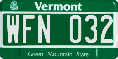 VT license plate WFN032