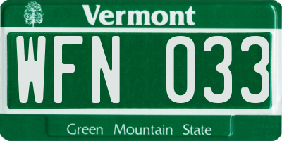 VT license plate WFN033