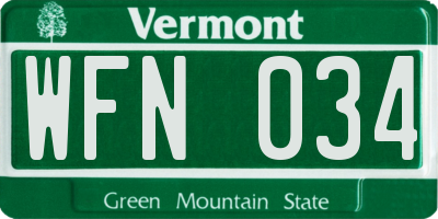 VT license plate WFN034