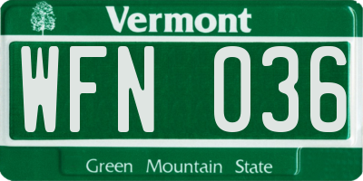 VT license plate WFN036