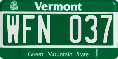 VT license plate WFN037