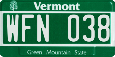 VT license plate WFN038