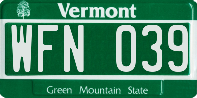 VT license plate WFN039