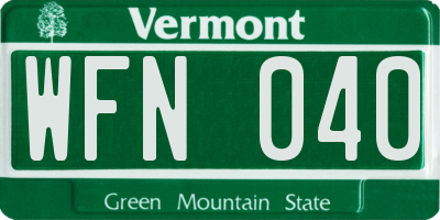 VT license plate WFN040