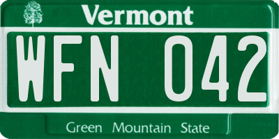 VT license plate WFN042