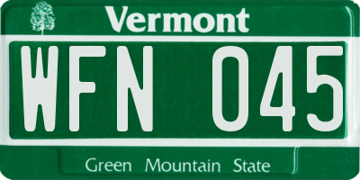 VT license plate WFN045