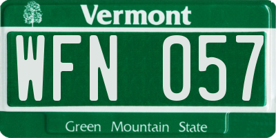 VT license plate WFN057