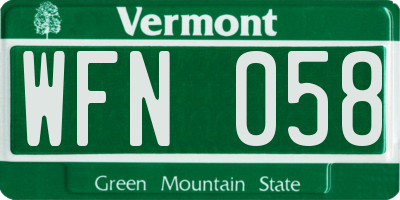 VT license plate WFN058