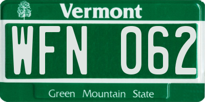 VT license plate WFN062