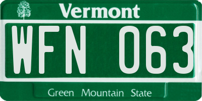 VT license plate WFN063