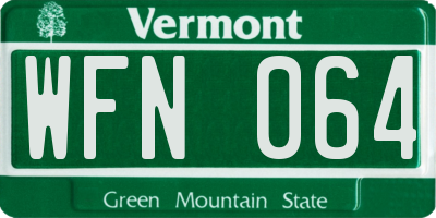 VT license plate WFN064