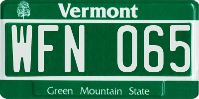 VT license plate WFN065