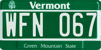 VT license plate WFN067