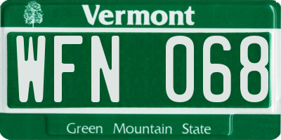 VT license plate WFN068