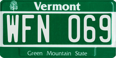 VT license plate WFN069