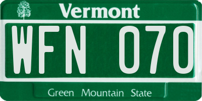 VT license plate WFN070