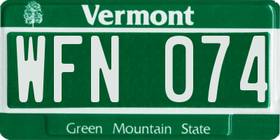 VT license plate WFN074