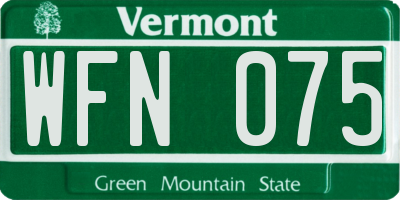 VT license plate WFN075
