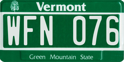 VT license plate WFN076