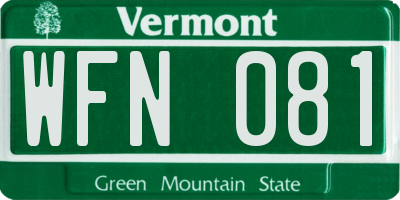 VT license plate WFN081