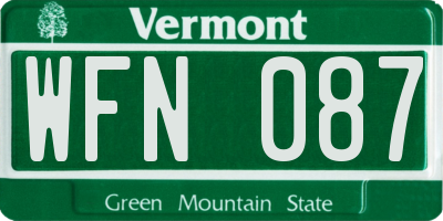 VT license plate WFN087